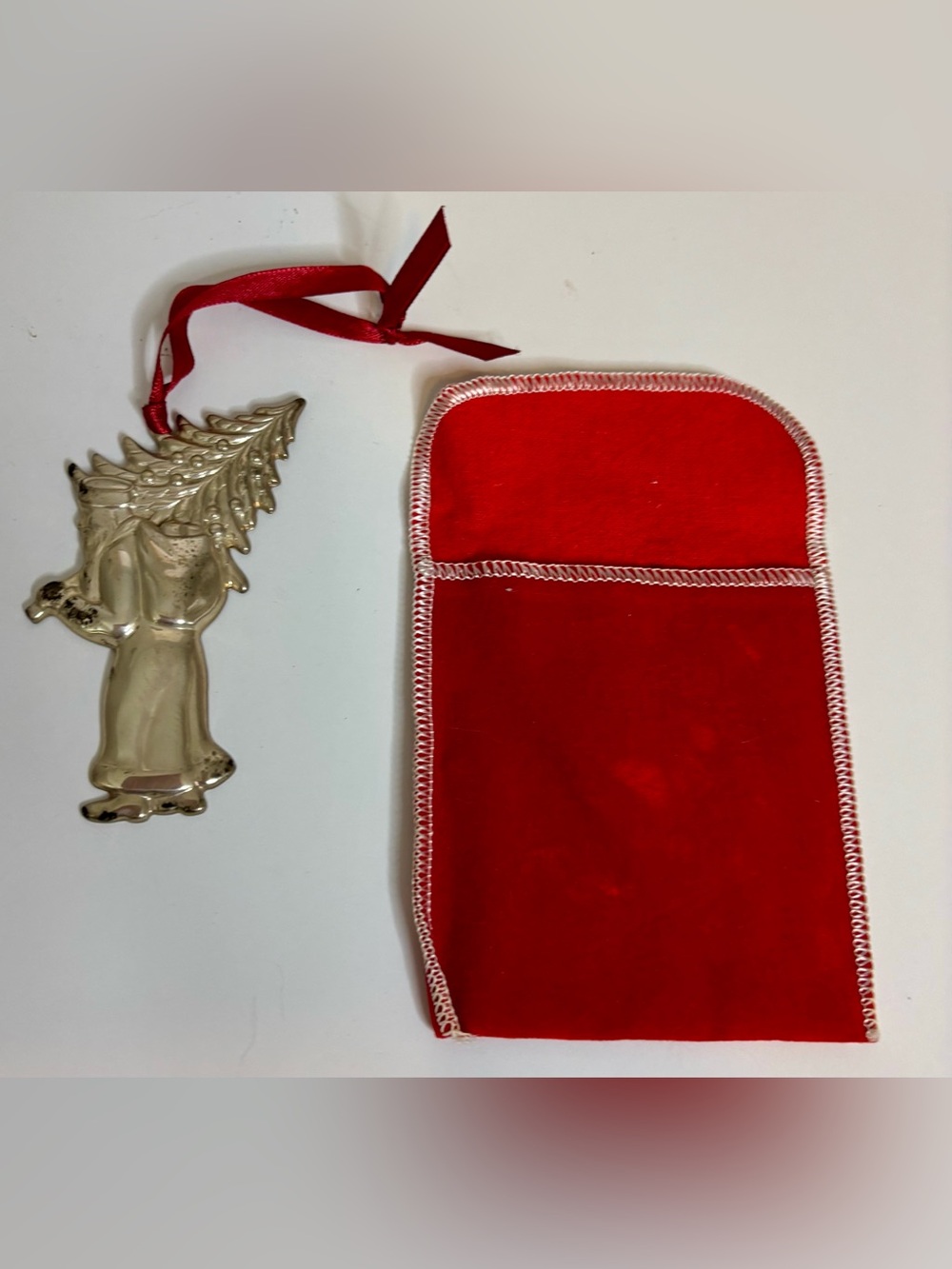 Gorham Silver St Nicholas Ornament with Red Velvet Pouch